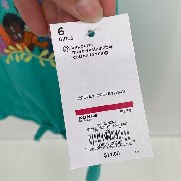 Disney Jumping Beans Encanto Familia Teal Tank Top Girls 6 New Tie Front - Picture 3 of 6